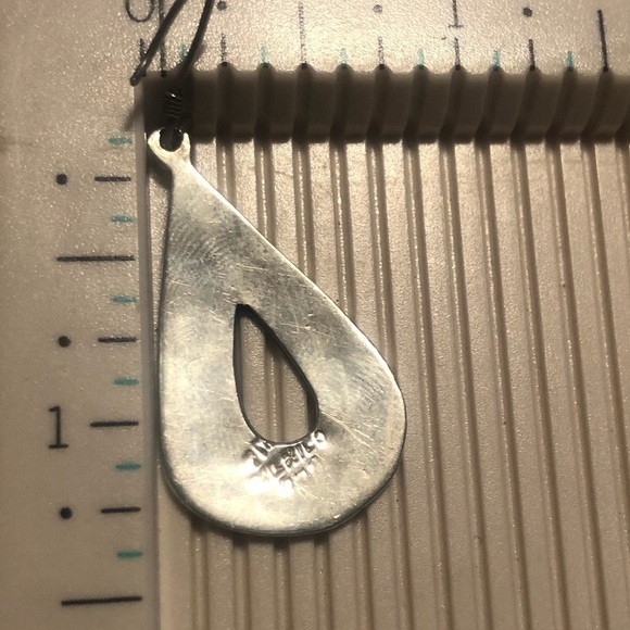 VTG Taxco Sterling Silver & Abalone Inlay Teardrop Pear Shape Earrings 1.9” - Picture 5 of 5